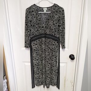 Motherhood Maternity Midi Dress Womens Black White Size Medium Tie Waist v-neck